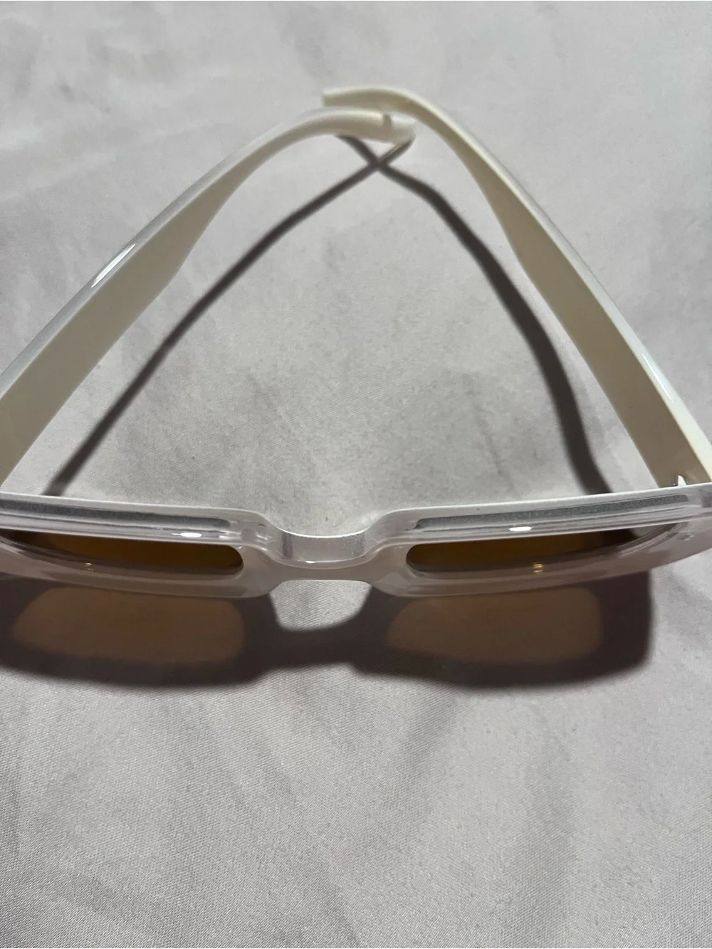 Oversized White Square Sunglasses with Amber Lenses